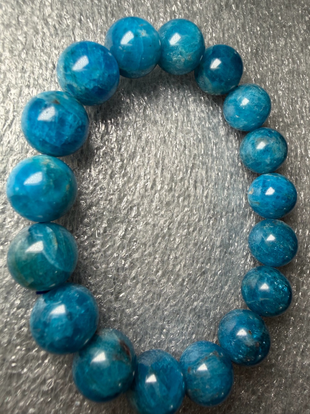 Beautiful 11MM Blue Apatite Natural Crystal Bracelet
